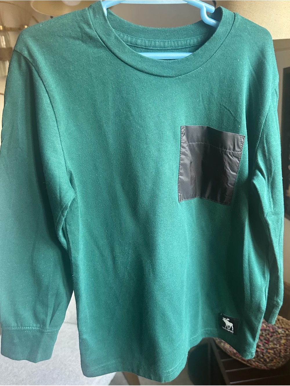 abercrombie kids Green Long Sleeve Tee with Black Chest Pocket